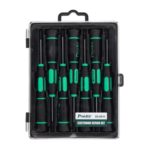 SOMOGYI Home SD-081H precíziós csavarhúzó készlet, Apple specifikus, króm-molibdén-vandánium, forgó markolatvég, 4 fejtípus, 7 darabos