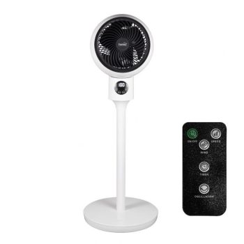   SOMOGYI Home SFR 20 álló ventilátor, 50 W, 3 fokozat, 20 cm-es lapátátmérő, 70°-os oszcillálás, állítható fej, fehér LED kijelző, távirányító, fehér