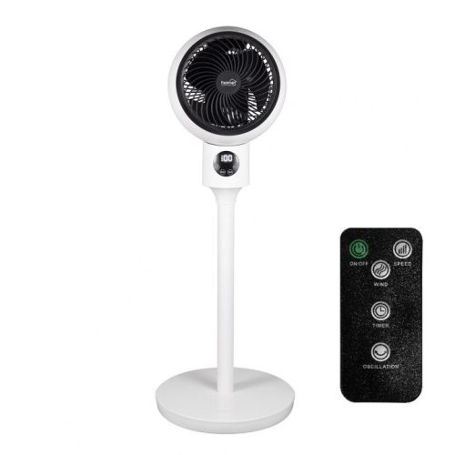 SOMOGYI Home SFR 20 álló ventilátor, 50 W, 3 fokozat, 20 cm-es lapátátmérő, 70°-os oszcillálás, állítható fej, fehér LED kijelző, távirányító, fehér