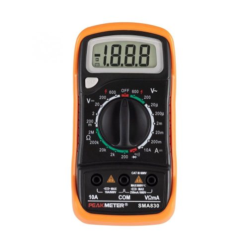 SOMOGYI Home SMA 830 digitális multiméter, gyenfeszültség, váltófeszültség, egyenáram, ellenállás mérése, tartozékok: mérőzsinór