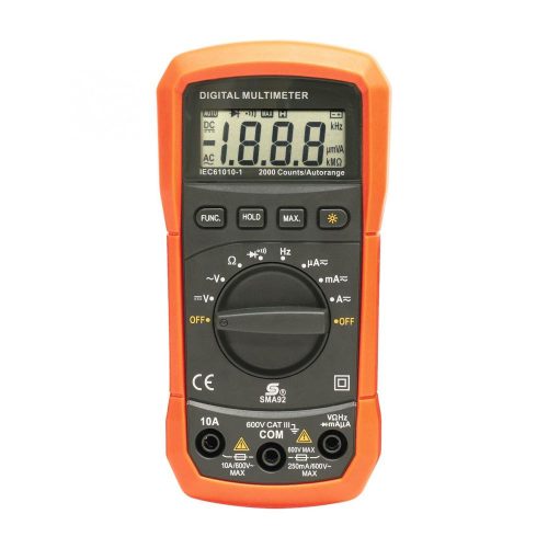 SOMOGYI Home SMA 92 digitális multiméter, egyenfeszültség, váltófeszültség, egyenáram, váltóáram, ellenállás, frekvencia mérése, automatikus méréshatárváltás