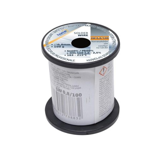 SOMOGYI Home SW 0,8/100 forrasztóón, 0,8mm, 100g, európai gyártótól származó kiváló minőségű forrasztóón, összetétel: SN/PB: 60/40%, gyanta: 2,0%