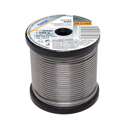 SOMOGYI Home SW 2/500 forrasztóón, 2mm, 500g, európai gyártótól származó kiváló minőségű forrasztóón, összetétel: SN/PB: 60/40%, gyanta: 2,0%