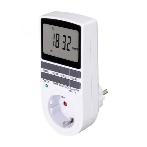 SOMOGYI Home TD 011 digitális beltéri időzítő óra, napi 10 program, 15 féle napkombinációban, heti ismétlés, beépített memóriavédelem, 250 V, 3680 W