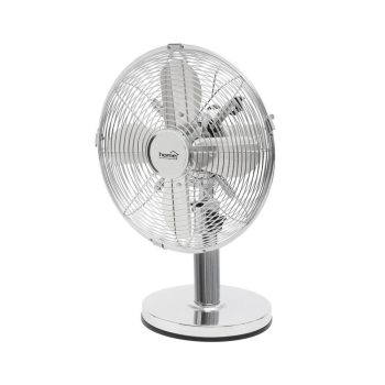   SOMOGYI Home TFS 25 asztali fém ventilátor, 30 W, 3 fokozat, 25 cm-es lapátátmérő, oszcillálás, 4 ventilátorlapát, ezüst színű bevonat