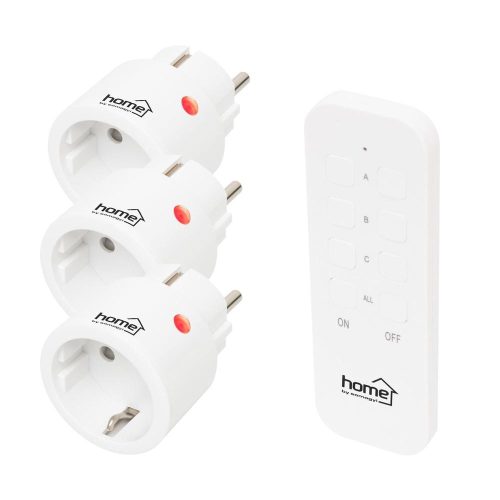 SOMOGYI Home TH2313 távirányítható mini hálózati aljzat szett, 2300 W, 3 aljzat + 1 távirányító, 40m hatótáv