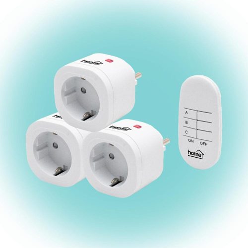 SOMOGYI Home TH 3013 távirányítható hálózati aljzatszett, 40 m hatótáv, max. 3000 W, rádiós összeköttetés, 230 V, egyszerűen tanítható, fehér