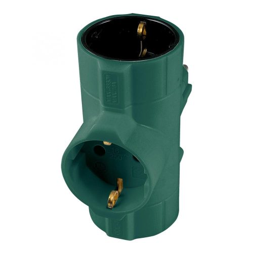 SOMOGYI Home TPF-26/GR hálózati elosztó, T-alakú, 3 földelt aljzat gyermekvédelemmel, max. 3680W, zöld