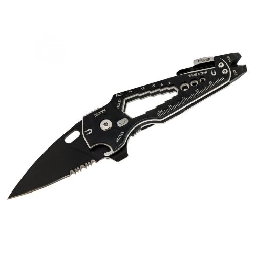 SOMOGYI True Utility Smartknife+, TU6869, 15 in 1, mágneses bitfej tartó, kábelcsupaszoló, homokfúvott rozsdamentes acél, 5,5 cm penge