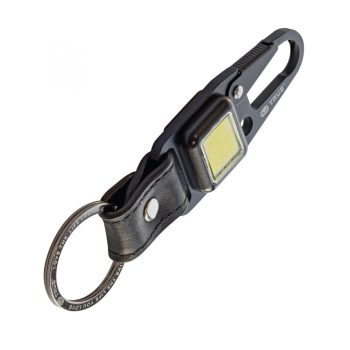   SOMOGYI True Utility Cliplite, TU918, kulcstartó karabiner, tölthető lámpa, 4 funkció, 47 lm COB LED, Li-ion, marhabőr szíj, rozsdamentes acélváz