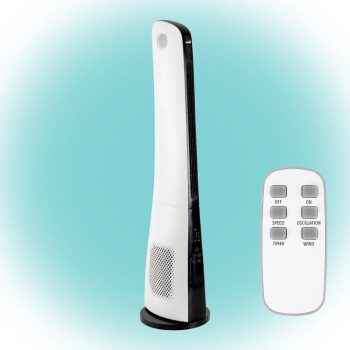   SOMOGYI Home TWFR 110 oszlopventilátor, 45 W, 110 cm, 3 fokozat, 50°-os oszcillálás, távirányító, fehér