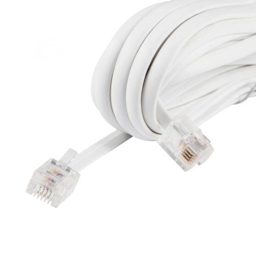 SOMOGYI Home T 5-10/WH telefoncsatlakozó kábel, 6P/4C (RJ 11), dugó - dugó, fehér, 10m