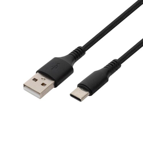 SOMOGYI Home USBAC1 töltőkábel, USB-A / USB-C, 2.1A, 1m, szövött, fekete