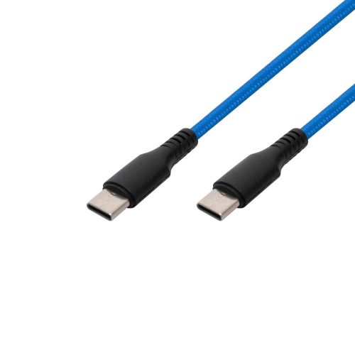 SOMOGYI Home USBCC1 töltőkábel, USB-C / USB-C, 2.1A, 1m,szövött, kék