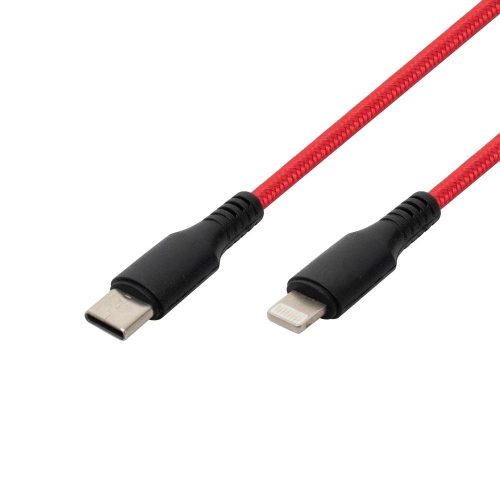 SOMOGYI Home USBCL1 töltőkábel, USB-C / Lightning, 2.1A, 1m, szövött, piros