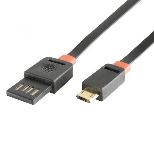 SOMOGYI Home USBF 3 töltőkábel, 2 oldalú, fordítható, USB-A dugó, microUSB-B dugó, 3m, 2,1A, adatkábel