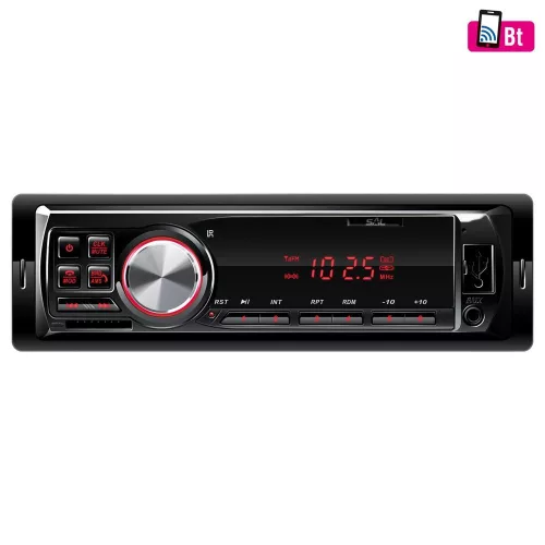 SOMOGYI SAL VBT 1100/RD autórádió, 4 x 45 W, 4 RCA, FM, BT, USB, SD, AUX, piros LED kijelző és gombok