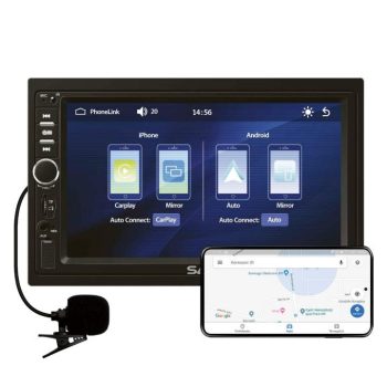   SOMOGYI SAL VBX910 autórádió és multimédiás lejátszó, CPAA multimédia, iOS CarPlay és Android Auto, tükrözés, 18cm-es érintő-kijelző, 2xDIN, Bluetooth
