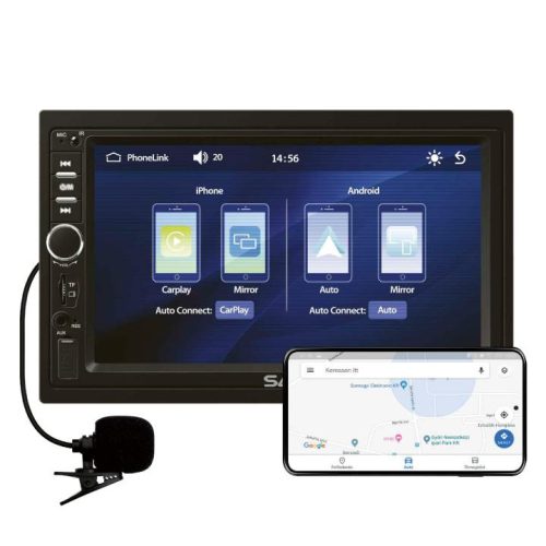 SOMOGYI SAL VBX910 autórádió és multimédiás lejátszó, CPAA multimédia, iOS CarPlay és Android Auto, tükrözés, 18cm-es érintő-kijelző, 2xDIN, Bluetooth
