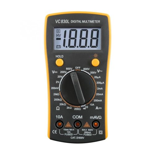 SOMOGYI Home VC 830L digitális multiméter, egyenfeszültség, váltófeszültség, egyenáram, ellenállás mérése, mért érték rögzítés