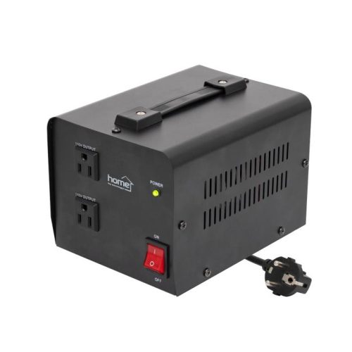 SOMOGYI HOME VTF1000VA feszültségátalakító, max.1000VA, 230V/110V transzformátor, dupla 110V kimeneti aljzat két készülékhez, hordozható