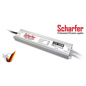   Scharfer LED tápegység , 12 Volt , 150 Watt , 12A , kültéri , vízálló , IP67 , Scharfer