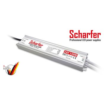   Scharfer LED tápegység , 24 Volt , 150 Watt , 6.25A , kültéri , vízálló , IP67 , Scharfer