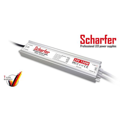 Scharfer LED tápegység , 24 Volt , 150 Watt , 6.25A , kültéri , vízálló , IP67 , Scharfer