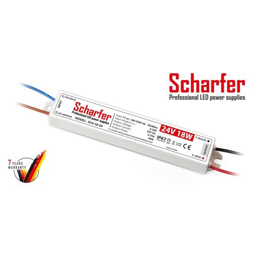 Scharfer LED tápegység , 24 Volt , 18 Watt , 0.75A , kültéri , vízálló , IP67 , Scharfer