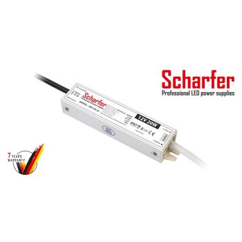   Scharfer LED tápegység , 12 Volt , 20 Watt , 1,67A , kültéri , vízálló , IP67 , Scharfer