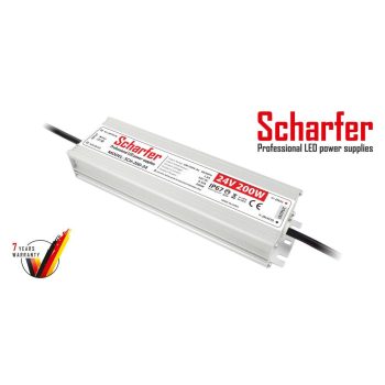   Scharfer LED tápegység , 24 Volt , 200 Watt , 8,33A , kültéri , vízálló , IP67 , Scharfer
