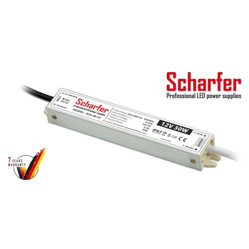 Scharfer LED tápegység , 12 Volt , 30 Watt , 2,5A , kültéri , vízálló , IP67 , Scharfer