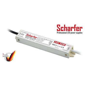   Scharfer LED tápegység , 24 Volt , 30 Watt , 1.25A , kültéri , vízálló , IP67 , Scharfer