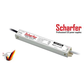   Scharfer LED tápegység , 12 Volt , 45 Watt , 3,75A , kültéri , vízálló , IP67 , Scharfer