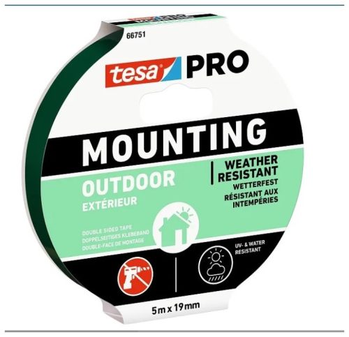 Tesa Mounting PRO kétoldalas rögzítő - Kültéri (5m x 19mm)