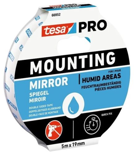 Tesa Mounting PRO kétoldalas rögzítő - Tükör (5m x 19mm)