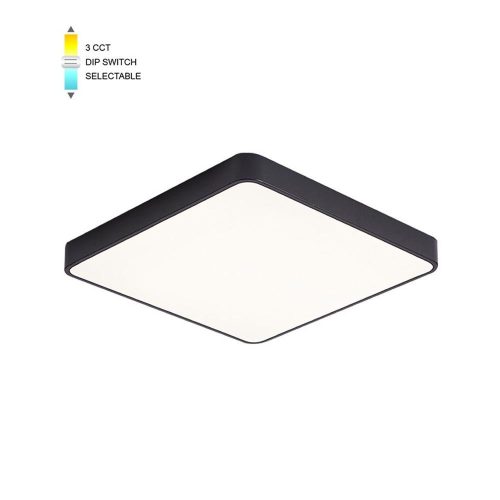 VITO Led Ceiling Square Lighting Fixture Finesse S1-45 500*500*H50 45W 3Xcct-Dip Switch Black 2026200 VITO, Option Hanging Set 202641