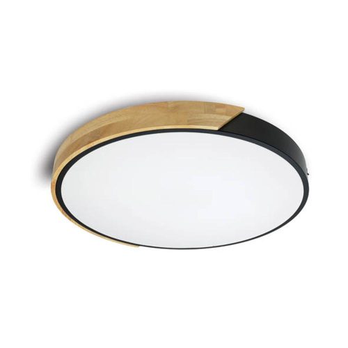 VITO Led Ceiling Round Lighting Fixture Finesse R2-45 Φ500*H50 45W 3Xcct-Dip Switch Black+Wood 2026230 VITO