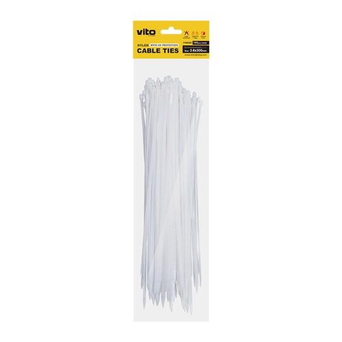 VITO Plastic Cable Tie 3.6X300mm Black 100 Pcs In Bag 7100320 VITO
