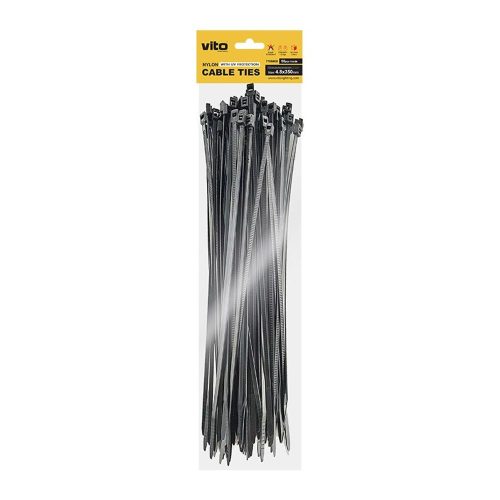 VITO Plastic Cable Tie 4.8X350mm Black 50 Pcs In Bag 7100400 VITO