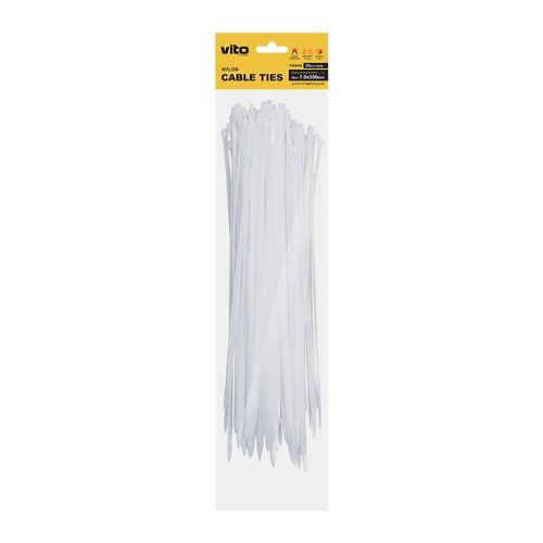 VITO Plastic Cable Tie 7.0X350mm White 25 Pcs In Bag 7100410 VITO