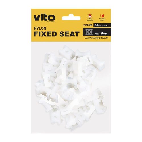 VITO Plastic Fixed Seat 9mm White 50 Pcs In Bag 7100480 VITO