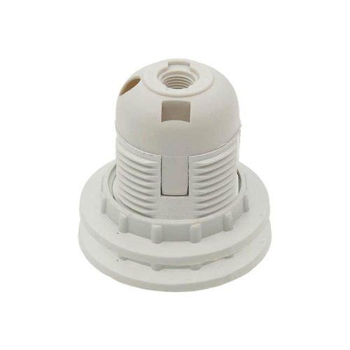 VITO E27 Plastic Lampholder White Pressed End Base Full Threaded With 2 Rings 7300010 VITO