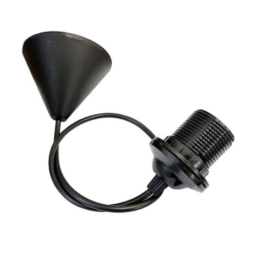 VITO E27 Lampholder With Cable, Rosete & Terminal Blabk 7300210 VITO