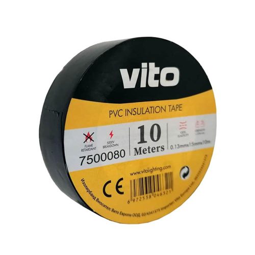 VITO Insulation Tape With Adhesive 10M Black Fire Retardant 7500080 VITO