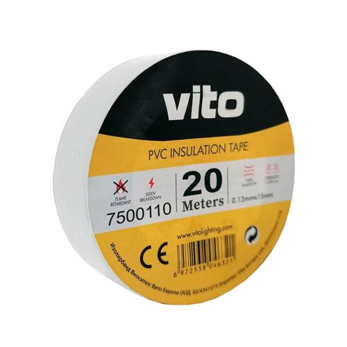 VITO Insulation Tape With Adhesive 20M White Fire Retardant 7500110 VITO