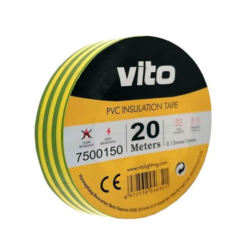 VITO Insulation Tape With Adhesive 20M Yellow/Green Fire Retardant 7500150 VITO