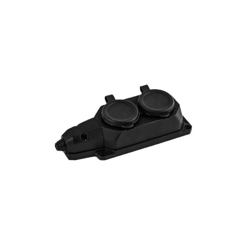 VITO 2 Gang Rubber Grounded Group Socket Without Cable Ip44 Black 8006650 VITO