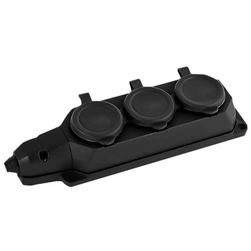 VITO 3 Gang Rubber Grounded Group Socket Without Cable Ip44 Black 8006670 VITO