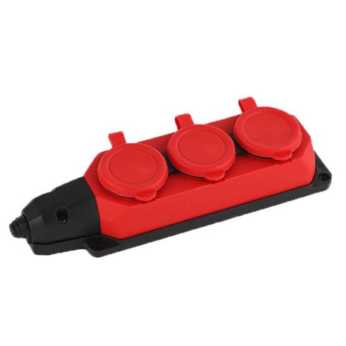 VITO 3 Gang Rubber Grounded Group Socket Without Cable Ip44 Black & Red 8006680 VITO